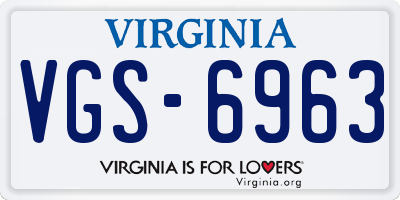 VA license plate VGS6963