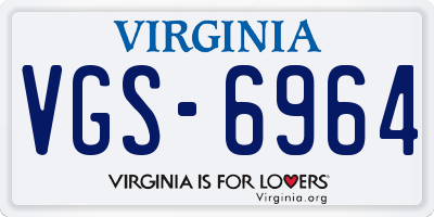 VA license plate VGS6964