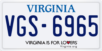 VA license plate VGS6965