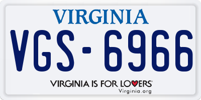 VA license plate VGS6966