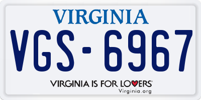 VA license plate VGS6967