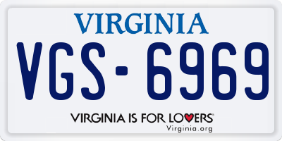 VA license plate VGS6969
