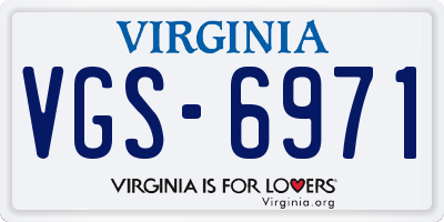 VA license plate VGS6971