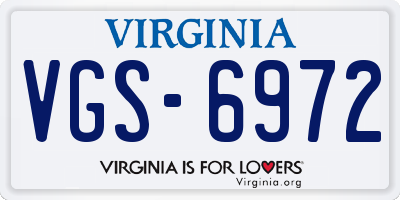 VA license plate VGS6972