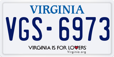 VA license plate VGS6973