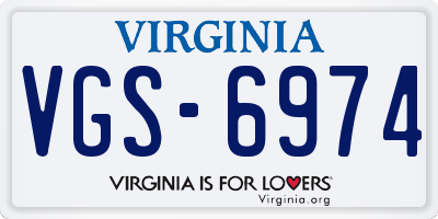 VA license plate VGS6974