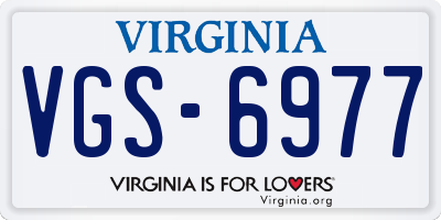 VA license plate VGS6977