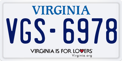 VA license plate VGS6978