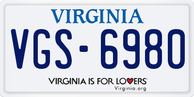 VA license plate VGS6980