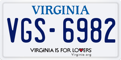 VA license plate VGS6982