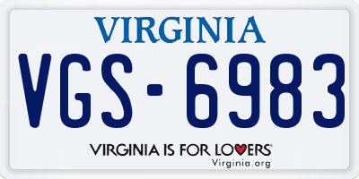 VA license plate VGS6983