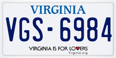 VA license plate VGS6984