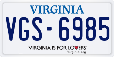 VA license plate VGS6985