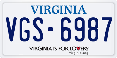 VA license plate VGS6987
