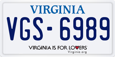 VA license plate VGS6989