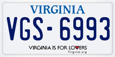 VA license plate VGS6993