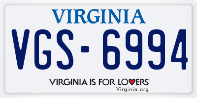 VA license plate VGS6994
