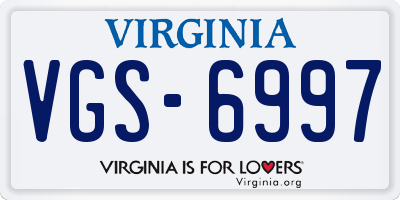 VA license plate VGS6997