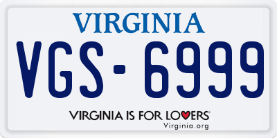 VA license plate VGS6999