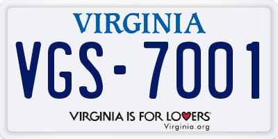 VA license plate VGS7001