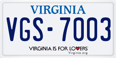 VA license plate VGS7003