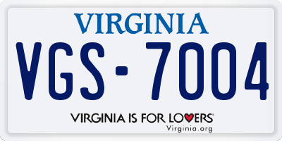 VA license plate VGS7004