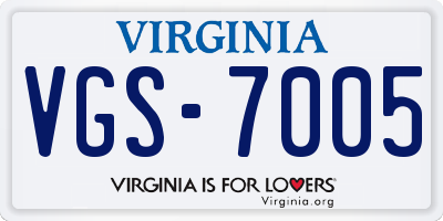 VA license plate VGS7005