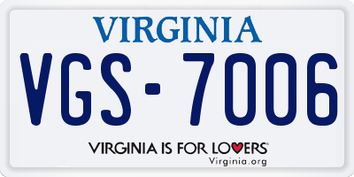 VA license plate VGS7006