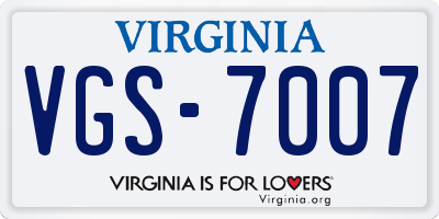VA license plate VGS7007
