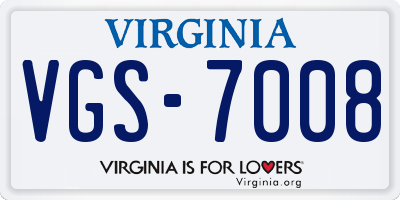 VA license plate VGS7008