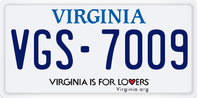 VA license plate VGS7009