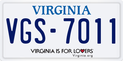 VA license plate VGS7011