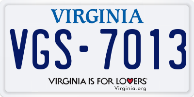 VA license plate VGS7013