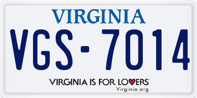 VA license plate VGS7014