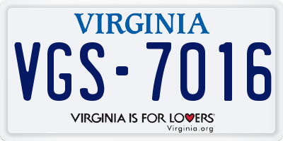VA license plate VGS7016