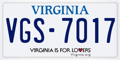 VA license plate VGS7017
