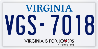 VA license plate VGS7018