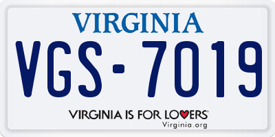 VA license plate VGS7019