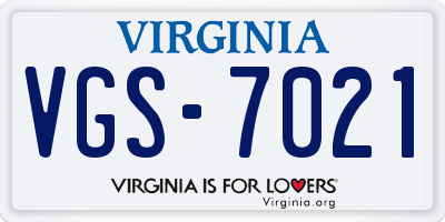 VA license plate VGS7021