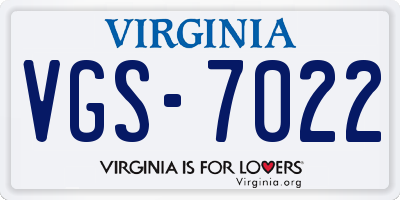 VA license plate VGS7022