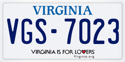 VA license plate VGS7023