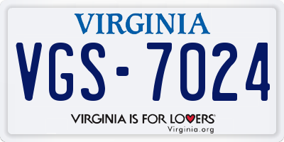 VA license plate VGS7024