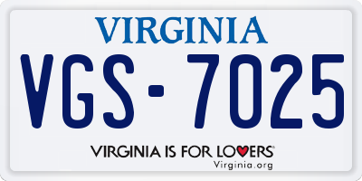 VA license plate VGS7025