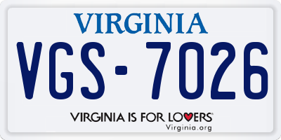 VA license plate VGS7026