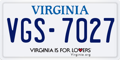VA license plate VGS7027