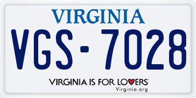 VA license plate VGS7028
