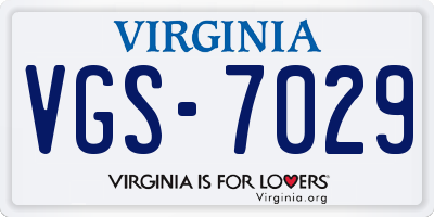 VA license plate VGS7029