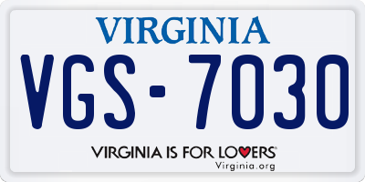 VA license plate VGS7030