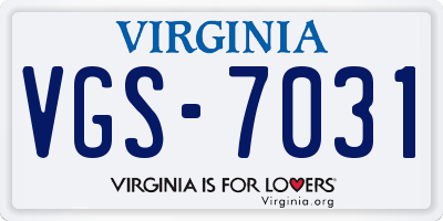VA license plate VGS7031