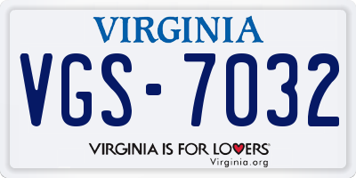 VA license plate VGS7032